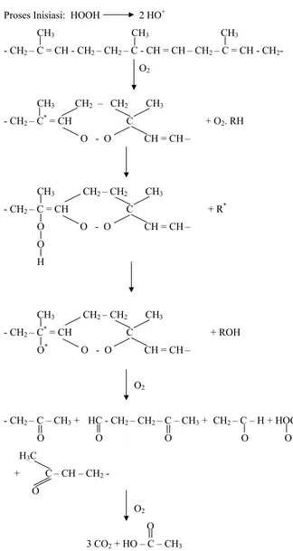 Gambar 5. Mekanisme Pemutusan Molekul Karet Oleh Hidrogen Peroksida  