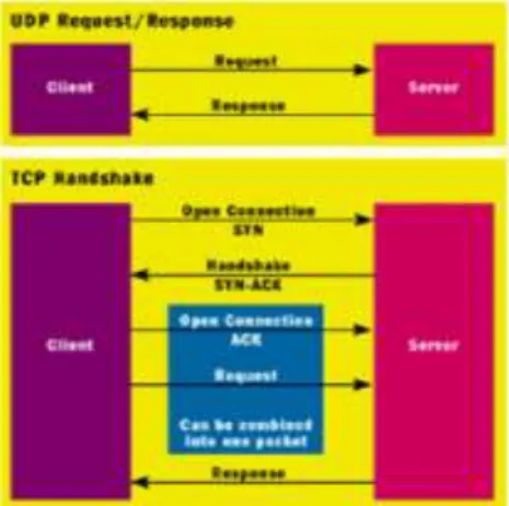 Gambar 2.4 : koneksi pada TCP dan UDP