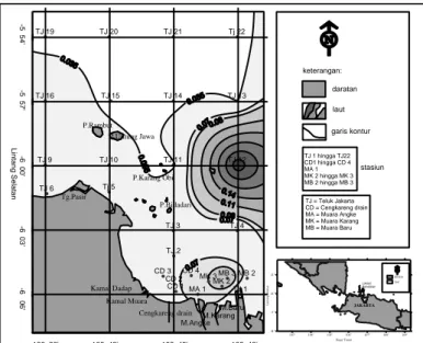 Gambar 4. Sebaran  TSS  di  dasar  perairan  Teluk  Jakarta  dan Kepulauan Seribu, 5-11 Agustus 2003 