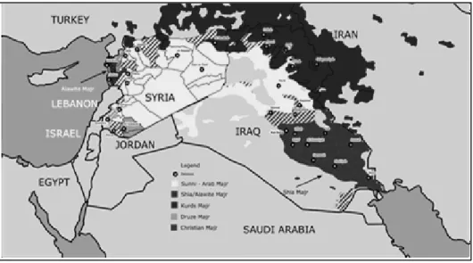 Gambar 2.5. Peta yang menunjukkan etnisitas di wilayah Suriah dan Irak  Sumber: 