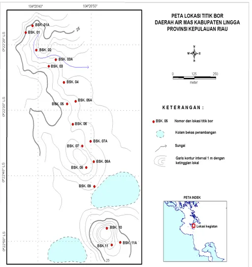 Gambar 4. Peta Pengambilan Conto Titik Bor di Daerah Air Mas II  Desa Sungai Buluh