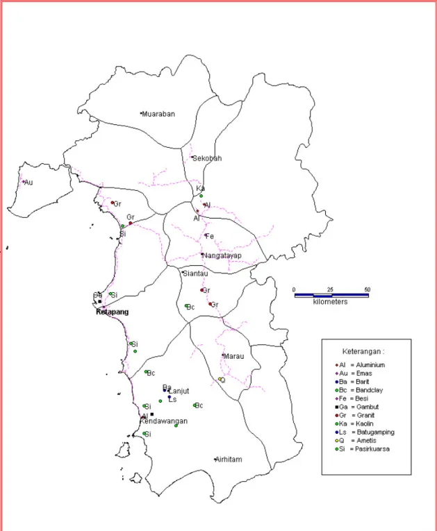 Gambar 2 : Peta Sebaran Bahan Galian di Kabupaten Ketapang, Provinsi Kalimantan Barat 