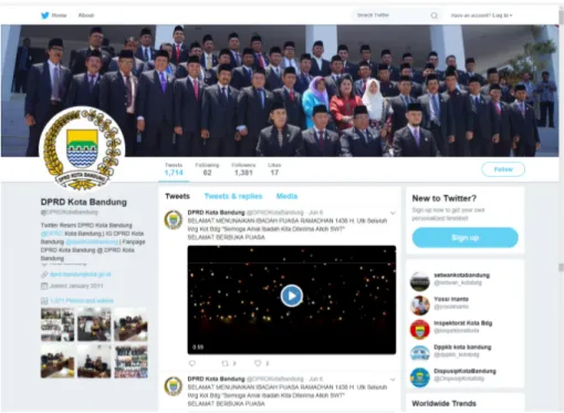 GAMBAR 2. Twitter Lembaga DPRD Kota Bandung (sumber: dok. peneliti)