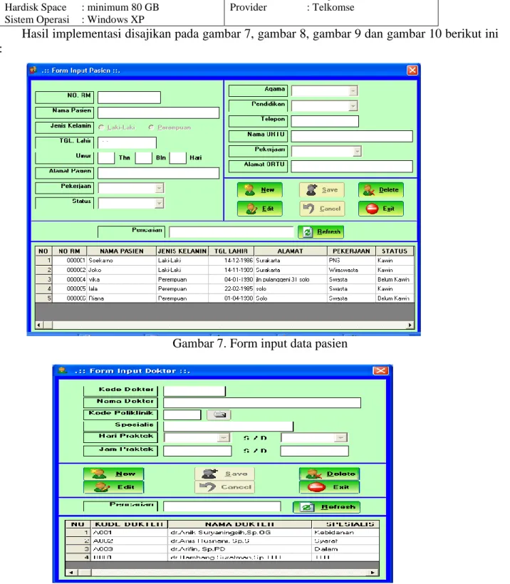 Gambar 7. Form input data pasien 