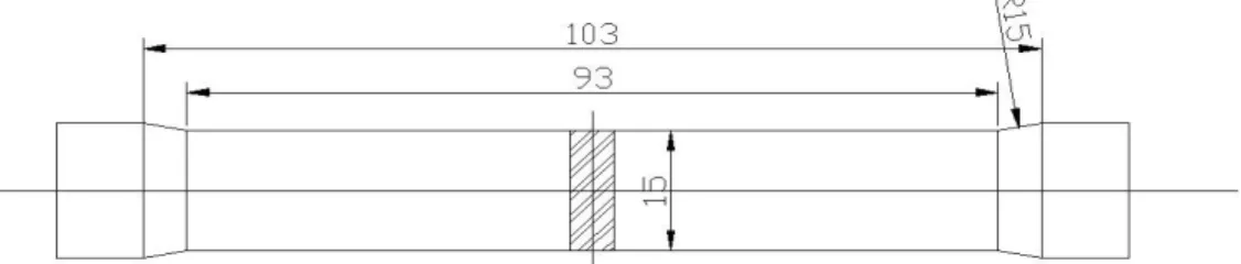 Gambar 2.6 Spesimen Uji Tarik Standar JIS ( Japanese Industri Standart )  Pada  pengujian  tarik,  beban  diberikan  secara  kontinu  dan  pelan–