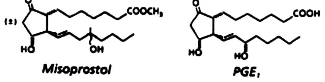 Gambar 3. Struktur misoprostol dan prostaglandin E1 yang terbentuk  secara alami 30 