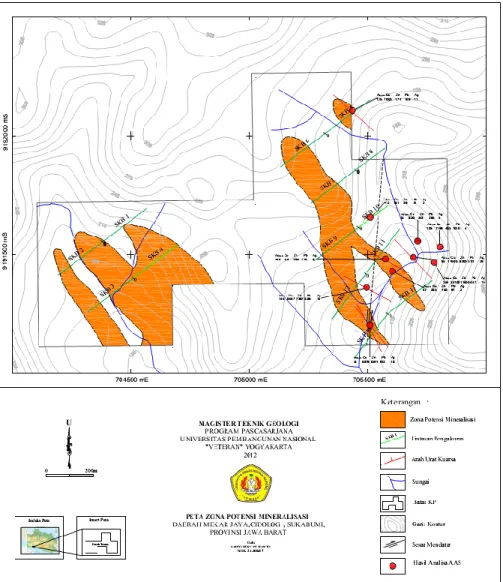 Gambar 6. Peta zona potensi mineralisasi 