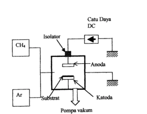 Gambar 1. Skema reaktor DC PECVD 