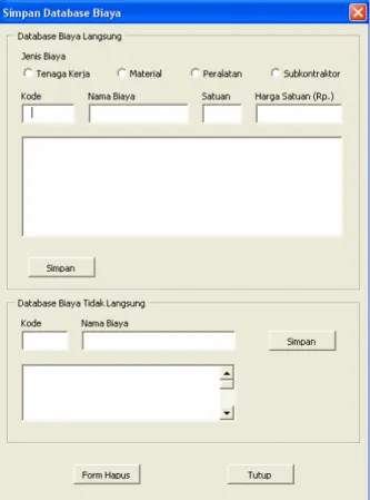 Gambar 5.3. Kotak Dialog Penyimpanan Database Biaya 