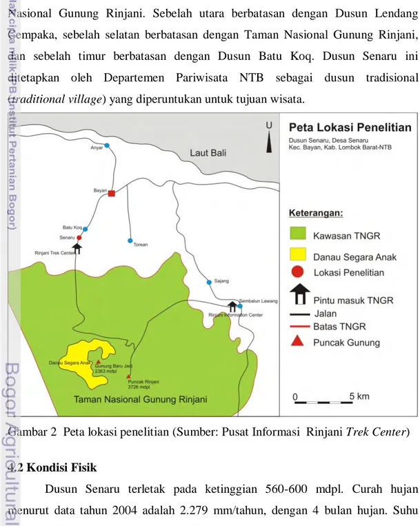 Gambar 2  Peta lokasi penelitian (Sumber: Pusat Informasi  Rinjani Trek Center) 