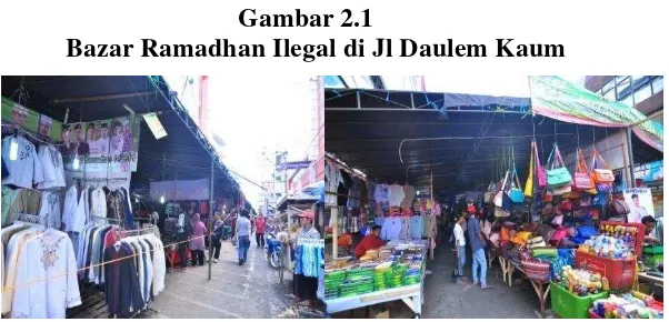 Gambar 2.1 Bazar Ramadhan Ilegal di Jl Daulem Kaum 