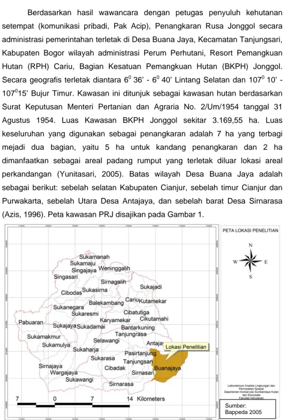 Gambar 1. Peta Kawasan Penangkaran Rusa Jonggol Jawa Barat 