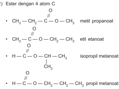 Tabel 4.10 Rumus molekul beberapa asam karboksilat dan ester Rumus molekul Asam karboksilat