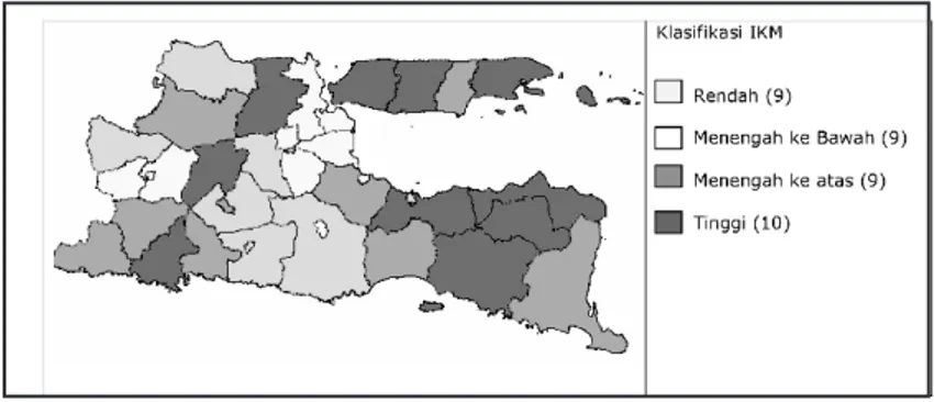 Gambar 6. Peta Kemiskinan Relatif kabupaten dan kota di Jawa Timur Tahun 2005