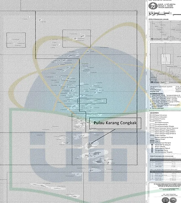 Gambar 1.  Pulau karang congkak dalam gugusan kepulauan seribu  (Sumber: BTNKpS, 2013) 