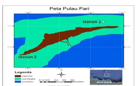 Gambar 1. Peta lokasi penelitian di Pulau Pari, Kepulauan Seribu Parameter Fisis Perairan 