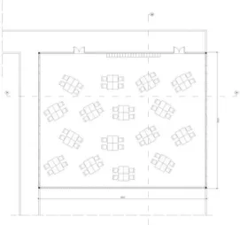 Gambar 13: Skematik tata ruang studio perancangan TA  Sumber: Analisis dari tabel 1 dan 2 