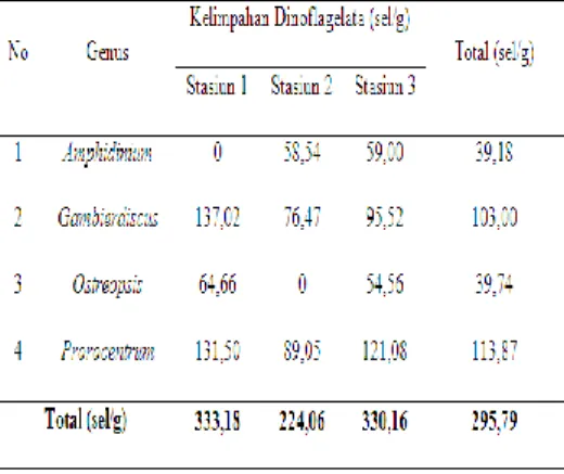 Tabel 6. Kelimpahan Dinoflagelata  Epifitik 