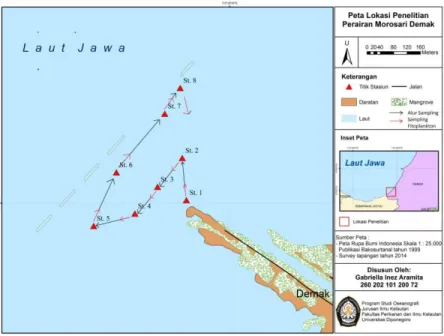 Gambar 1. Peta Lokasi Penelitian di Perairan Morosari, Demak  B.  Metode Penelitian 