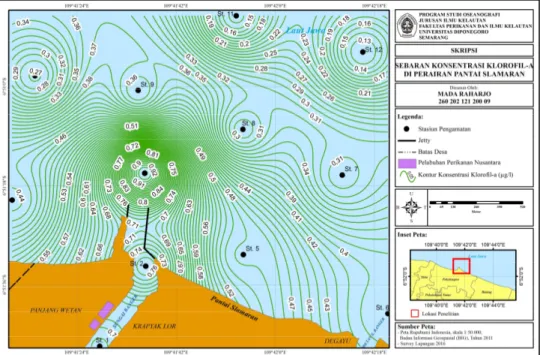 Gambar 4. Peta Sebaran Konsentrasi Klorofil-a di Perairan Pantai Slamaran, Pekalongan 