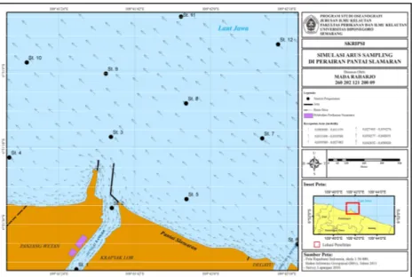 Gambar 6. Peta Sebaran Arus pada Saat Pengambilan Sampel di Perairan Pantai Slamaran, Pekalongan 