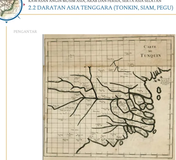 Gambar 2. Carte Du Tunquin. Sistem sungai yang berpusat pada Hanoi dan Teluk di Tonkin, 1730.