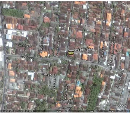 Gambar 2.2. Denah lokasi Lebah T-shirt (lebih dekat)  Sumber: Tele Atlas Google Earth 2009 