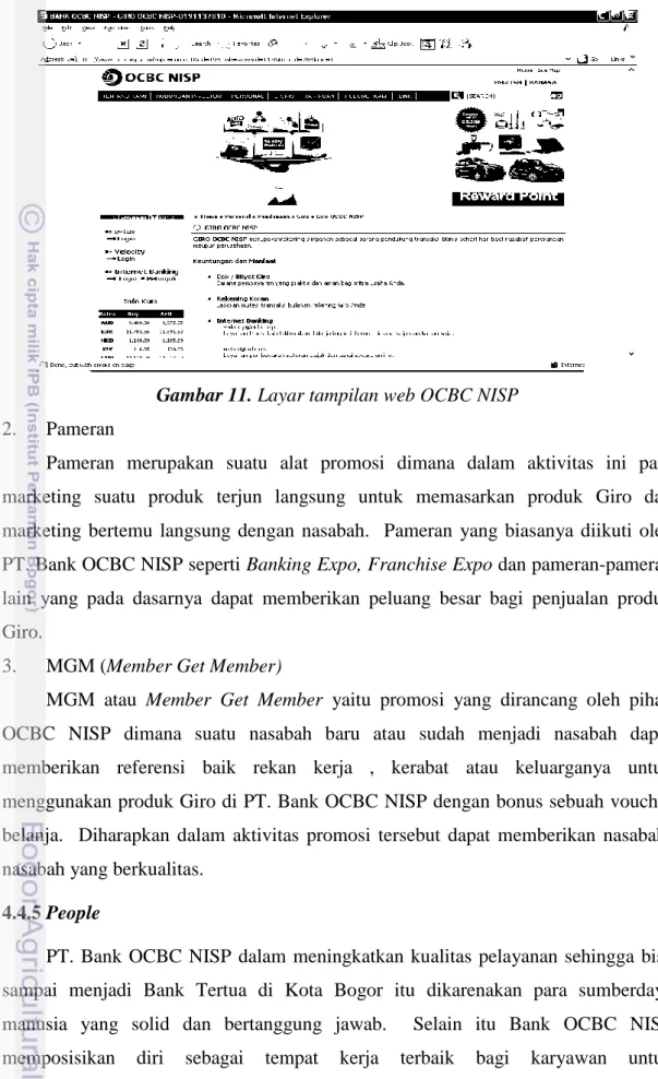 Gambar 11. Layar tampilan web OCBC NISP  2.  Pameran 