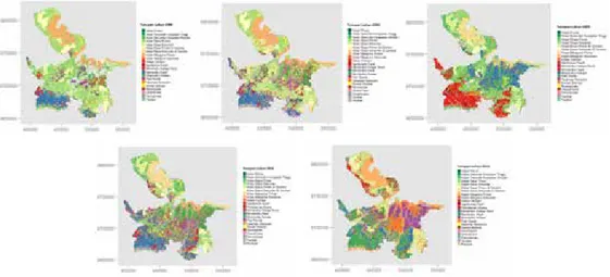 Gambar 4.1. Peta Tutupan Lahan Kabupaten Banyuasin 1990, 2000, 2005, 2010 dan 2014.