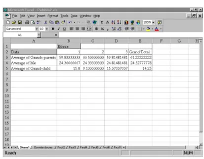 GAMBAR 30. Tabel MS Excel menggambarkan perbandingan distribusi akses antargenerasi terhadap sumber daya berdasarkan etnis.