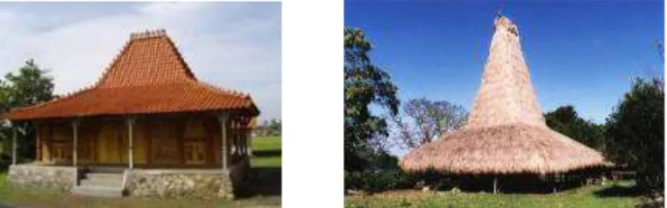 Gambar 2 bentuk rumah Jawa dan rumah Sumba, sama tetapi beda. 