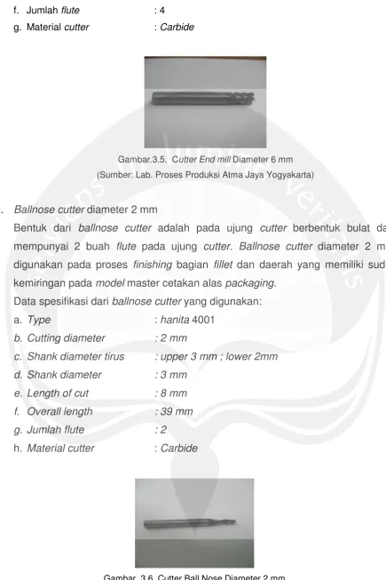 Gambar. 3.6. Cutter Ball Nose Diameter 2 mm 