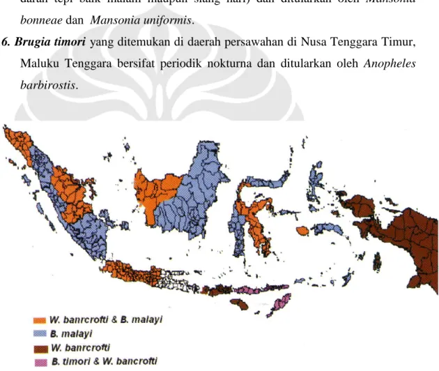 Gambar 2.1. Penyebaran Filariasis Menurut Spesies di Indonesia Tahun 2000 9
