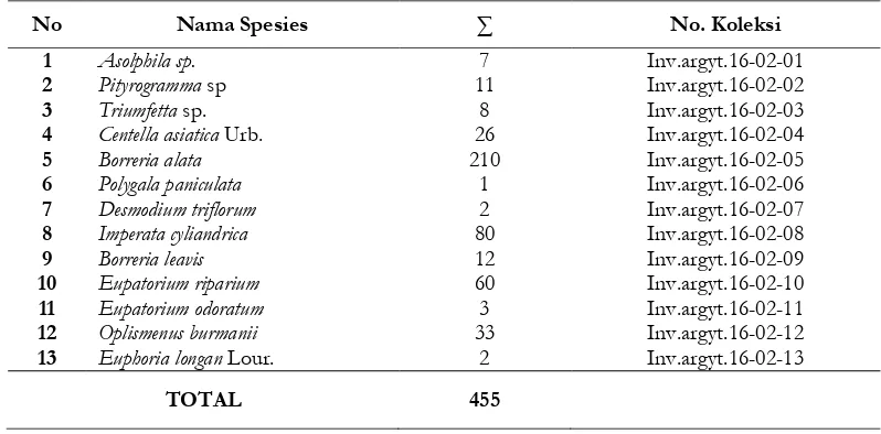 Tabel 1. Data Tumbuhan Survival  Bukit Tlogodringo Bagian Selatan 