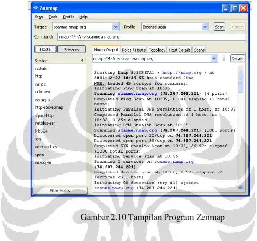 Gambar 2.10 Tampilan Program Zenmap 