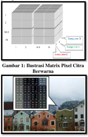 Gambar 1: Ilustrasi Matrix Pixel Citra  Berwarna 