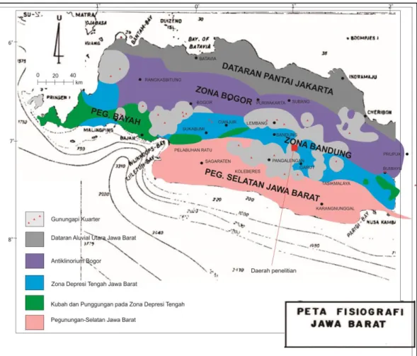 Gambar 2.1 Peta Fisiografi Jawa Barat (disadur dari van Bemmelen, 1949) 