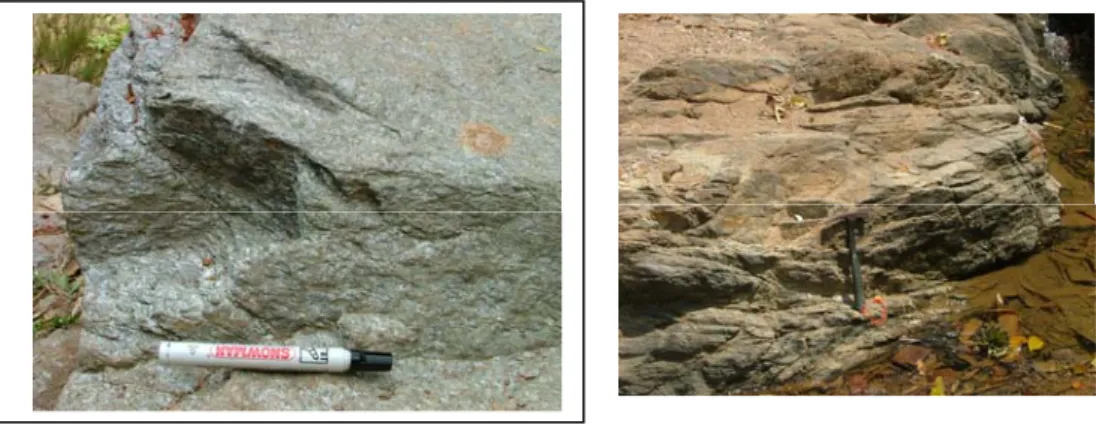 Gambar 8. Sekis mika , batuan metamorf berfoliasi berumur ± 117 juta tahun lalu  