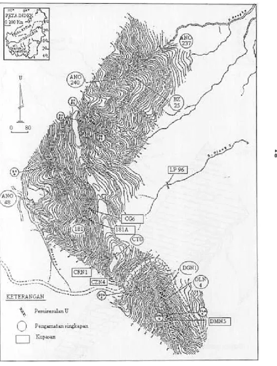 Gambar  4.  Peta  lokasi  anomali  radiometri  singkapan  batuan