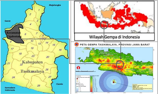 Gambar 1.: Peta wilayah rawan bencana gempa Kab. Tasikmalaya                                        Sumber: Dokumentasi, 2013