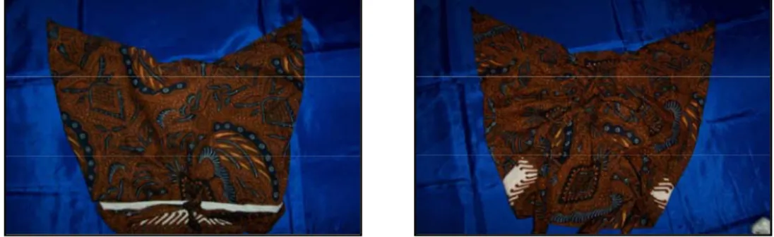 Gambar IV. 10  Model iket Tutup Liwet yang dibuat siap pakai dan digunakan  oleh tokoh Ki Lengser dalam upacara adat Sunda 
