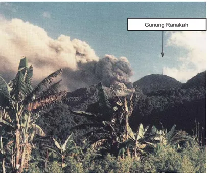Gambar 7. Erupsi awal yang terjadi di lereng timur laut Gunung Ranakah. 