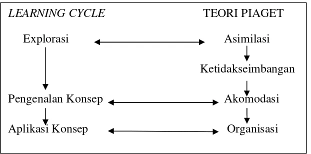 Gambar 2.2 Hubungan fase-fase dalam learning cycle dengan teori piaget