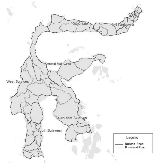 Gambar 7.3.3 Jaringan Jalan di Pulau Sulawesi (Klasifikasi secara Adminitratif) 