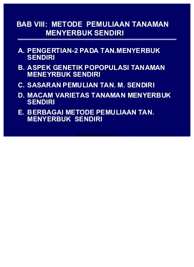 8 Metode Pemuliaan Tanaman Yang Menyerbuk Sendiri