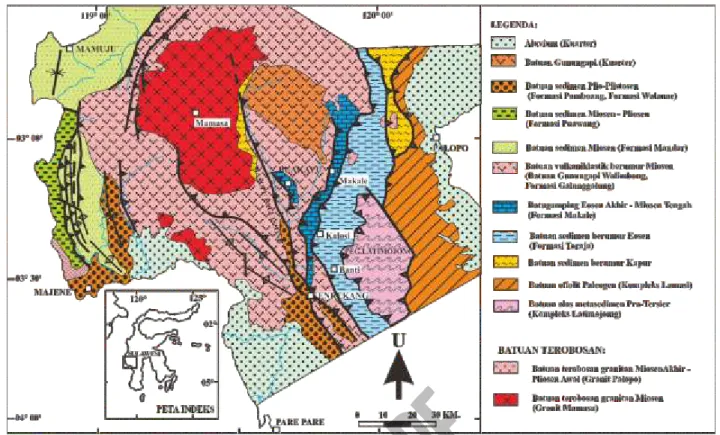Gambar 7.   Peta geologi daerah Sulawesi Bagian Barat.