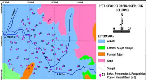 Gambar 4. Peta Geologi Daerah Cerucuk Belitung 