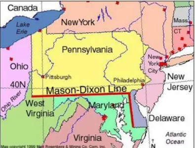 Gambar  13: Garis batas Mason-Dixon Line antara Maryland dan Pennsylvania di  Amerika (Kathryn DeVan, Fall 2008)