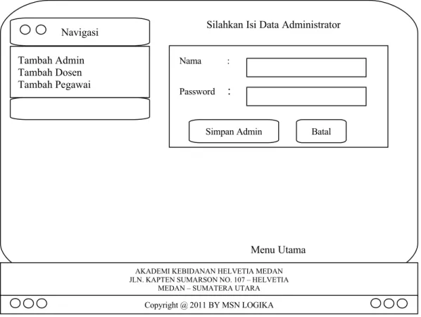 Gambar 3.4  Rancangan Input Administrator