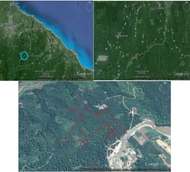 Gambar 1.1 Wilayah lokasi Izin Usaha Pertambangan Eksplorasi pada citra satelit Google Earth tahun 2015.